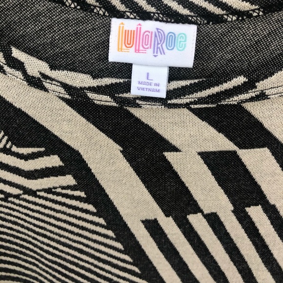 LuLaRoe L Carly-Black and Cream Geometric Design - Picture 3 of 4